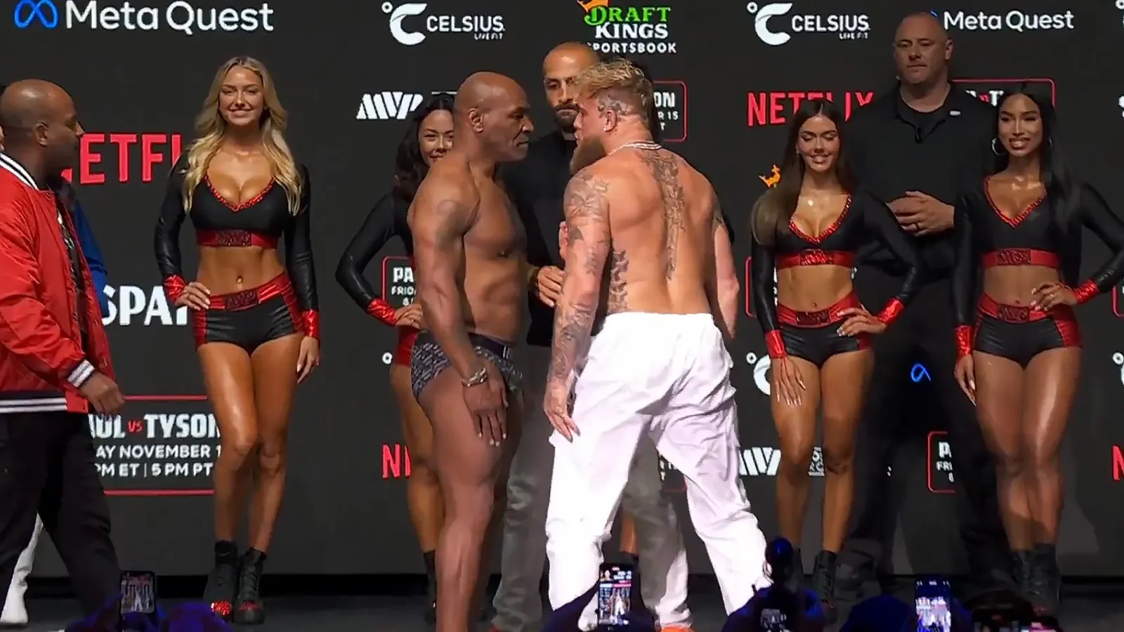 Mike Tyson Slaps Jake Paul During Weigh-In for Upcoming Boxing Match