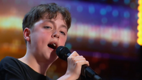 A 12-year-old begins with a beautiful song and then surprises everyone with an incredible power display.