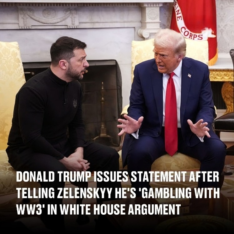 Donald Trump issues statement after telling President Zelenskyy he’s ‘gambling with WW3’ in White House argument