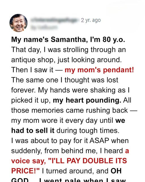 Elderly Woman Spots Her Late Mother’s Pendant at Flea Market — Then a Voice Says, ‘I’ll Pay Double!’