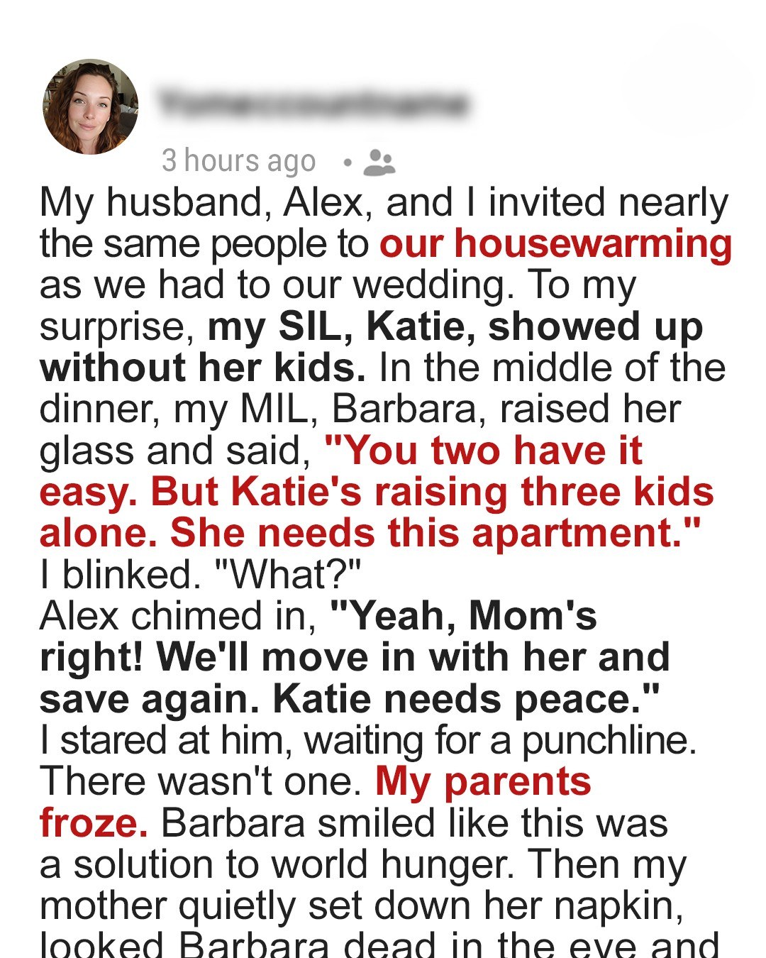 At Our Housewarming, My Husband and MIL Demanded We Give Our Apartment to His Sister, My Moms Response Shut Them Down