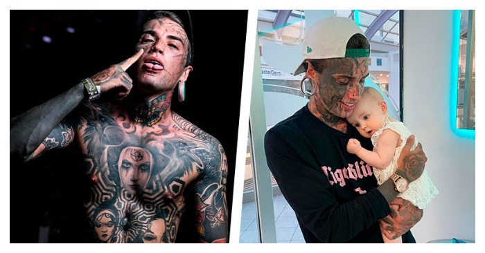 A tattooed man with a cut tongue and black eyeballs transforms himself into «a normal person» for his daughter’s sake