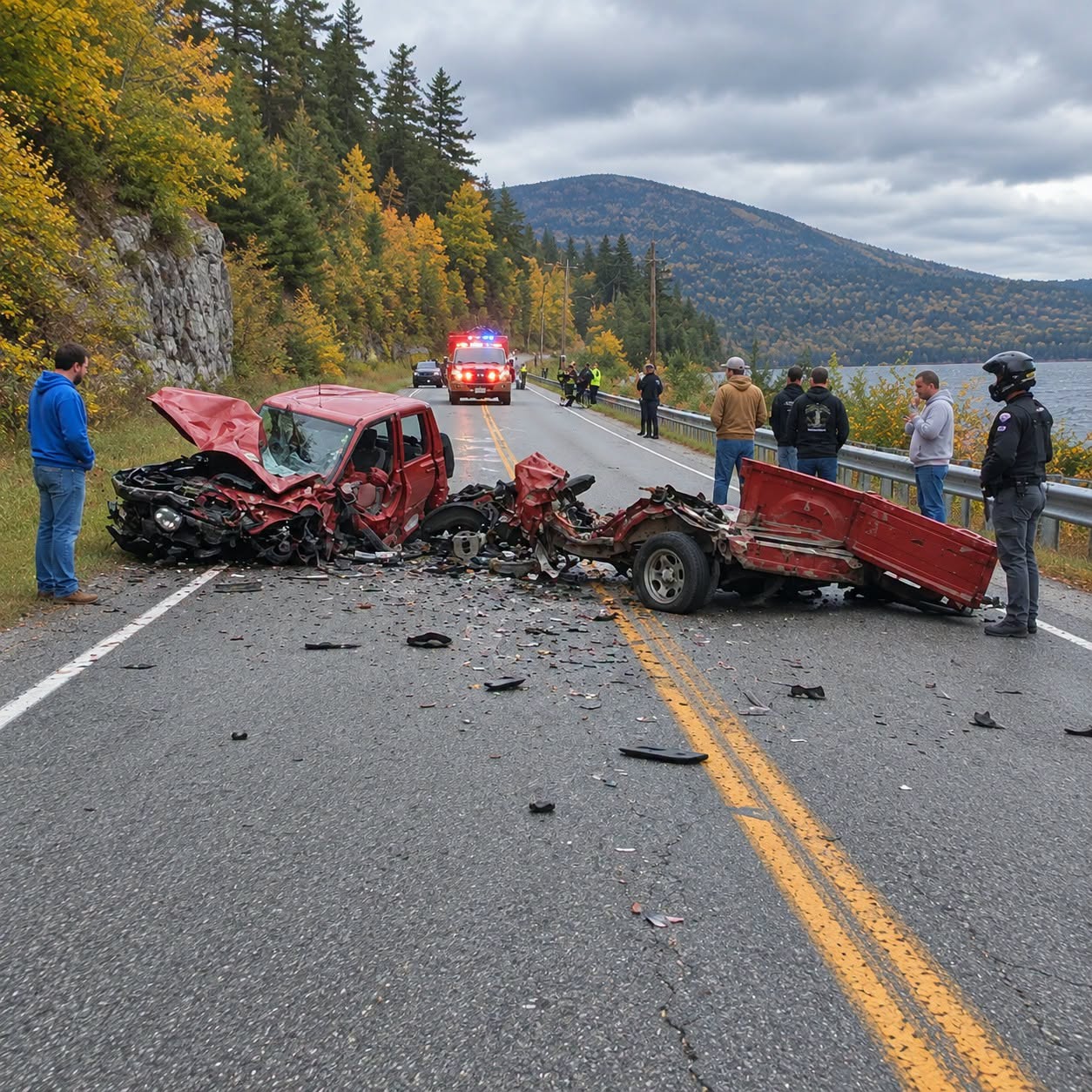 A severe crash occurred just minutes ago on the Sa… road