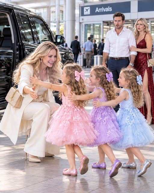 Five Years Post-Divorce, My Affluent Ex-Husband Took a Seat Next to Me in First Class, Grinning Because He Assumed I Had Ended Up Isolated and Destitute. Then We Landed—and Three 4-Year-Old Girls Rushed From a Black SUV Directly Into My Embrace, Yelling, “Mommy!” He Began Counting Their Ages… Then Suddenly Stopped, As If He Had Forgotten How to Breathe.
