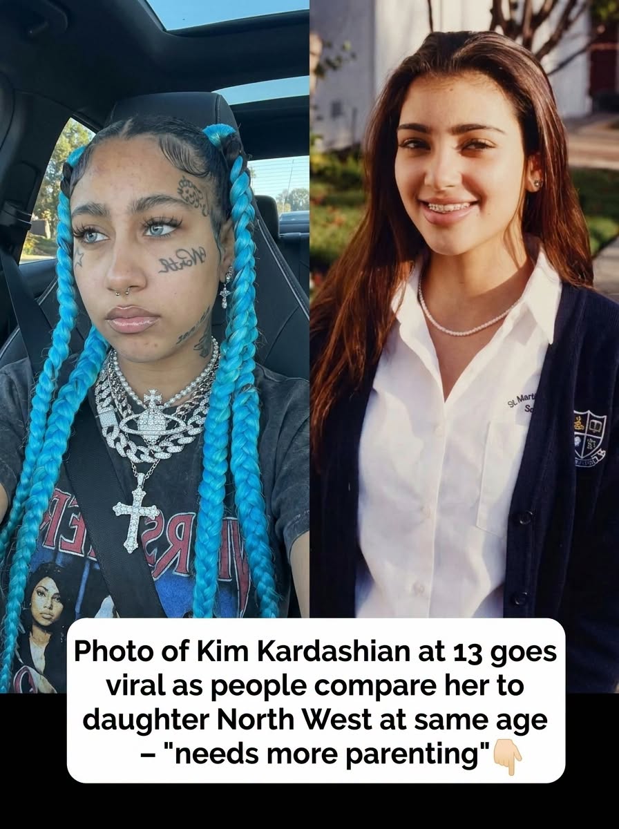 Photo of Kim Kardashian at 13 sparks debate on North West’s appearance