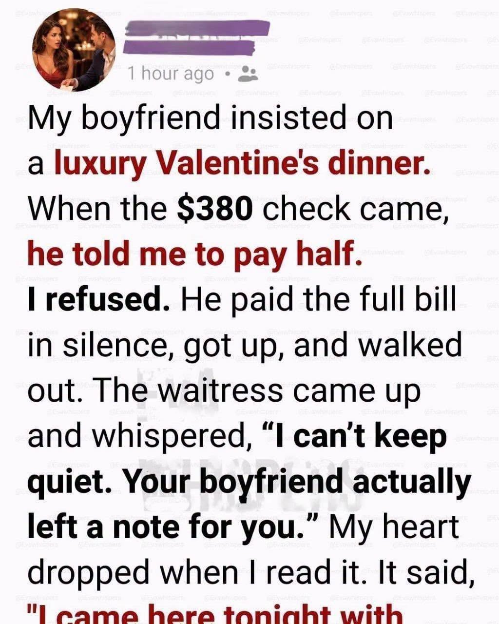 Cruel Valentine Dinner Test Reveals Why A Seven Year Romance Failed